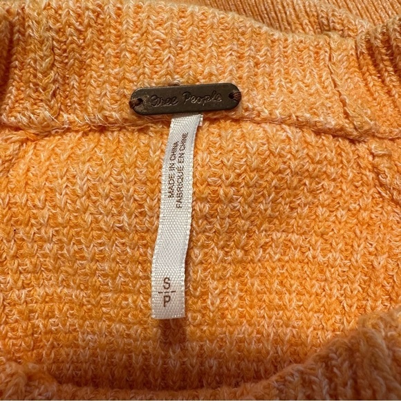 Free People Too Good Ribbed Trim knit Pullover Sweater in Orange Zest - Picture 6 of 11